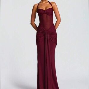 SHEIN Burgundy Strapless Dress